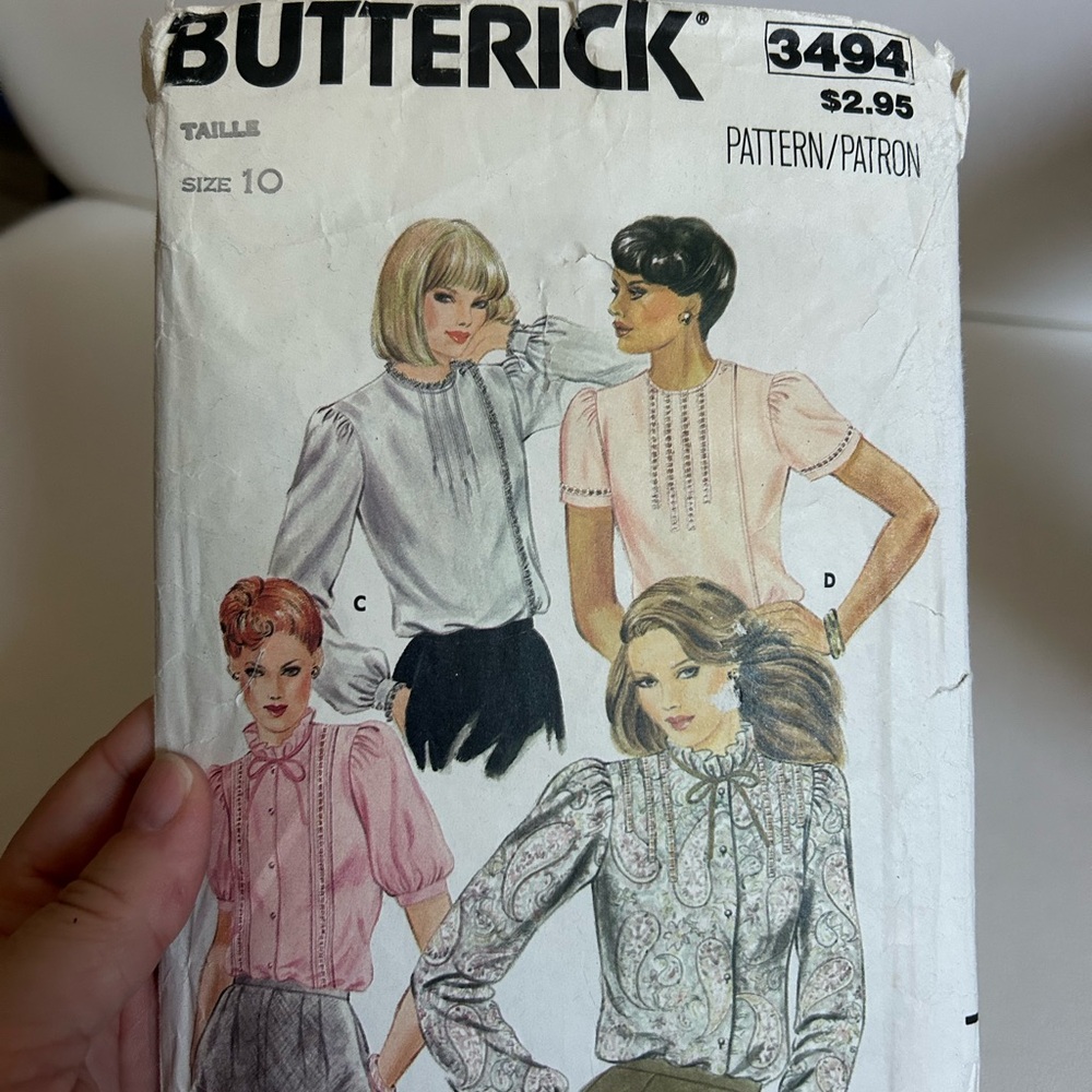 4/$50 Butterick Vintage Sewing Pattern 3494 blouse size 10 🤩